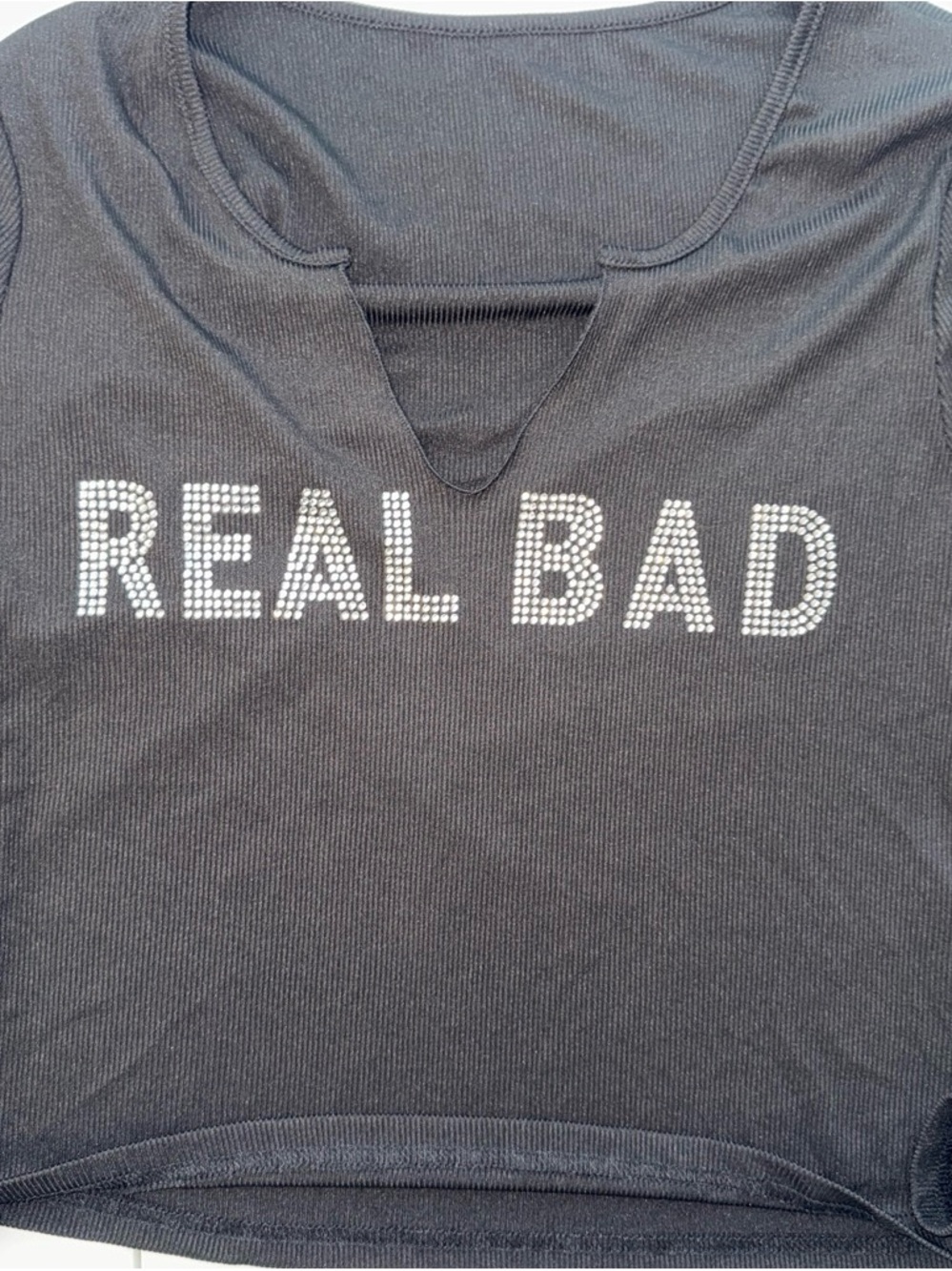 & Other  Black longSleeve Tee with Crystal 'REAL BAD'